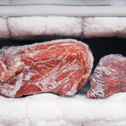 Meat in a freezer