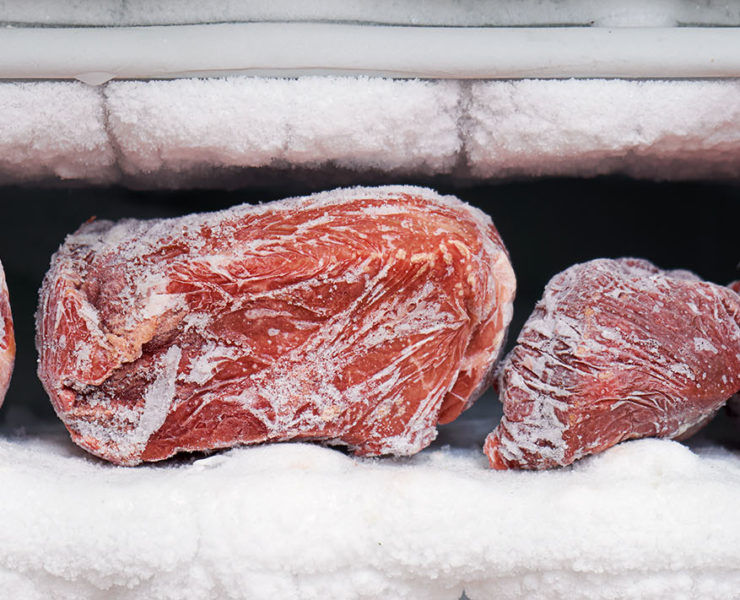 Meat in a freezer