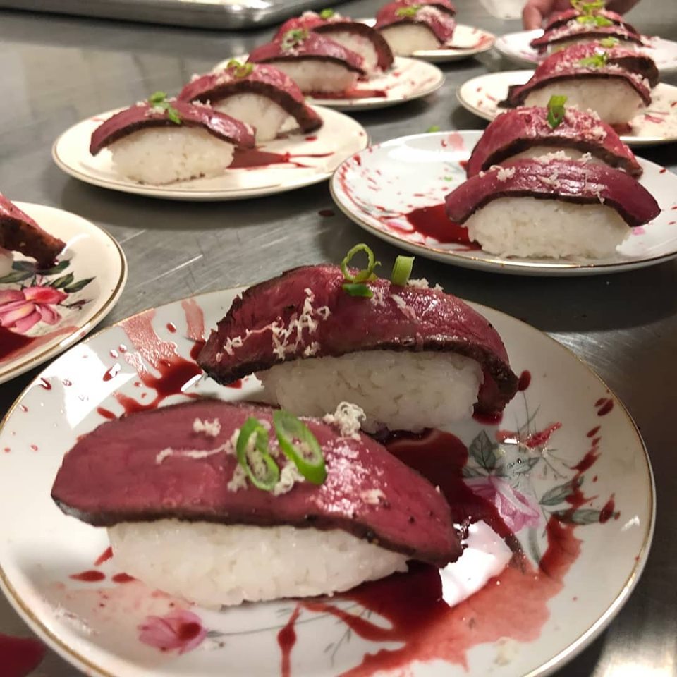 Beef heart sashimi