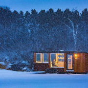 Mobile home in snow